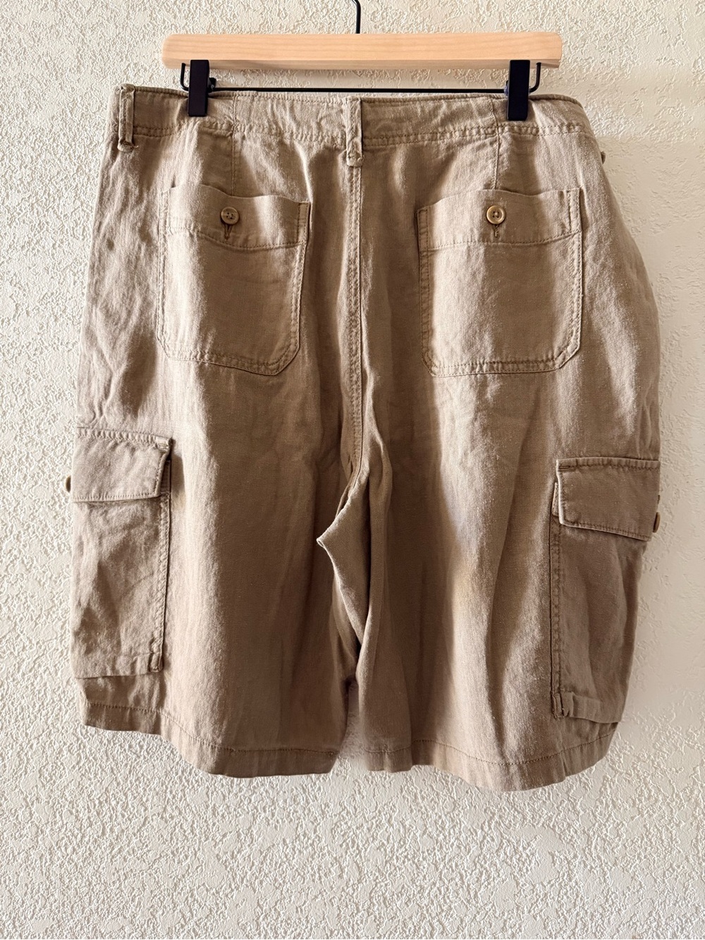 OLD NAVY Men’s Khaki Casual Relaxed Cargo Linen Blend Shorts Size 36 - Picture 4 of 9